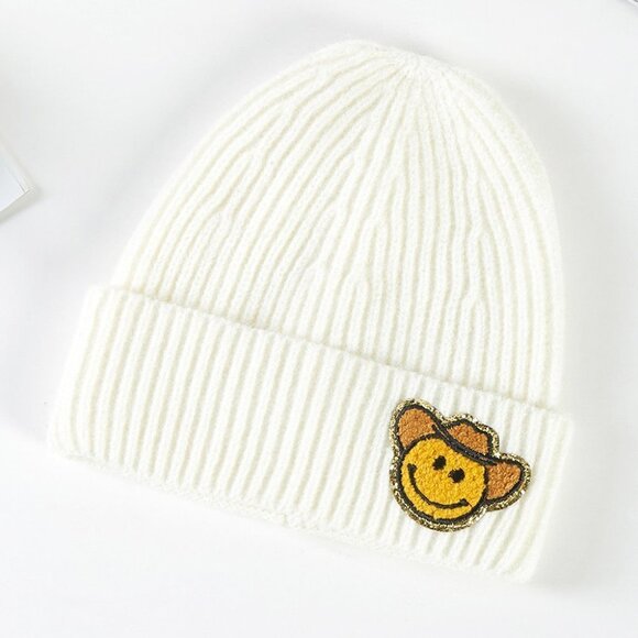 Accessories - Cowboy Smiley Beanie - Ivory